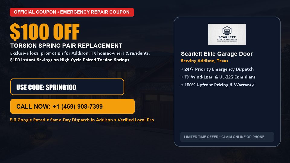 Scarlett Elite Garage Door $100 OFF Dual Torsion Spring Replacement