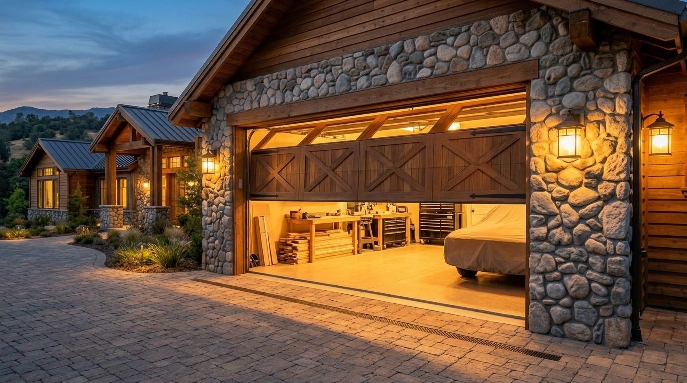 Scarlett Elite Garage Door Overhead Garage Door Gliding Open in Addison, TX